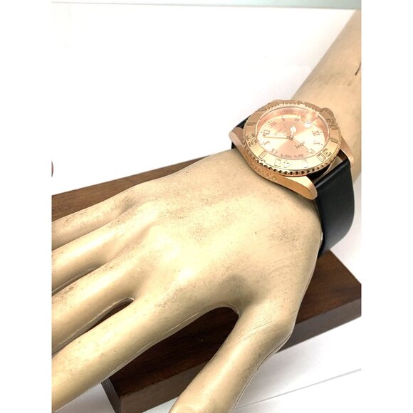 Invicta Women's Watch 14322 Angel Quartz Rose Gold Black Leather Strap 40mm - Picture 4 of 14